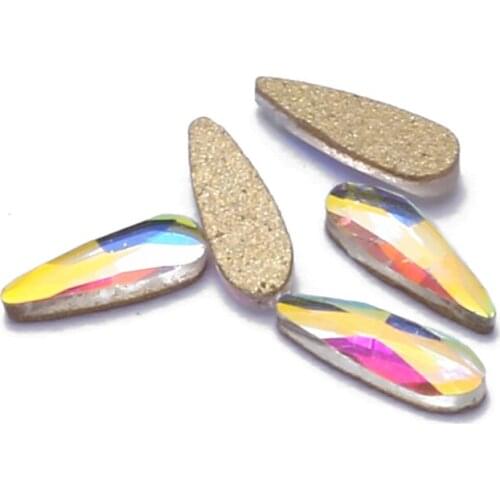 Crystal Long Tear Drop Shape 50pcs 2x6mm Flatback Nails Nail Art Wedding Dress DIY Jewerly Handcrafts Decoration Accessories