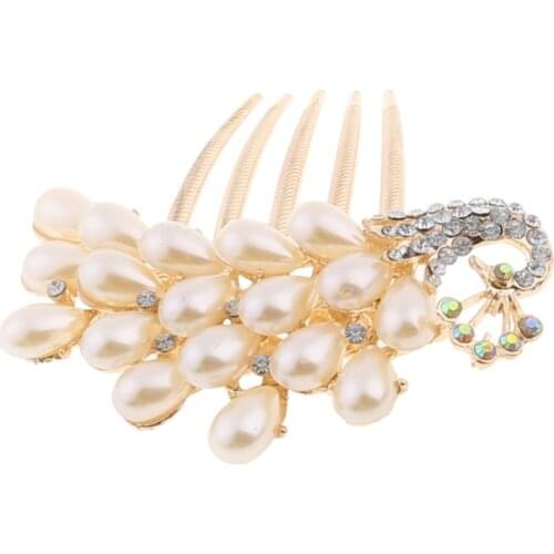 Crystal strass perles épingle à cheveux fleur cheveux clip peigne mariage bijoux 50JF