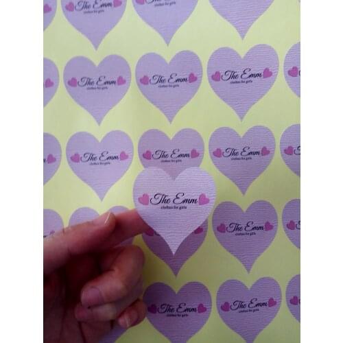 1.5" Heart Shape Coated Art Paper Custom Logo Adhesive Label, 500 Stickers
