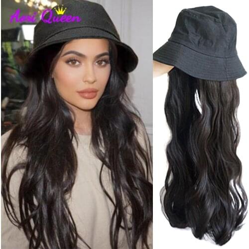 AS Wavy baseball wig Synthetic Natural Mixed green bob Wig Black hat wigs cap with Hair Naturally Connect Baseball Cap Adjustab