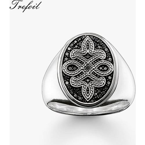 Signet Ring Elegant Love Knot Black,Fashion Jewelry 925 Sterling Silver Trendy Party Gift for Women Men Boy Girl Anillos Hombre