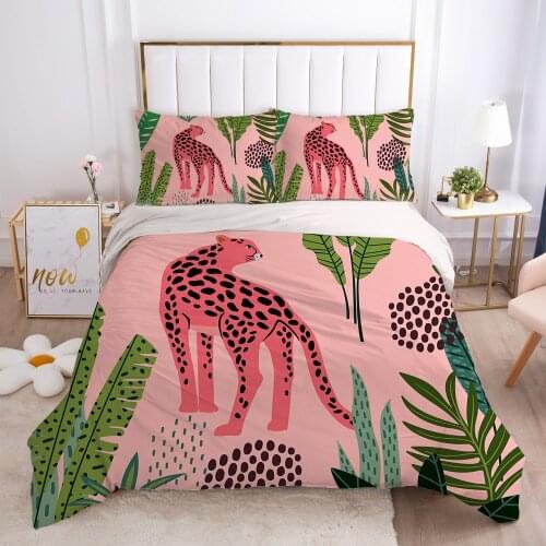 2/3pcs Duvet cover set pillow case Bedding set Queen King Euro Bed linens 220x240 140x200 240x260 Bed set nordic Pink leopard