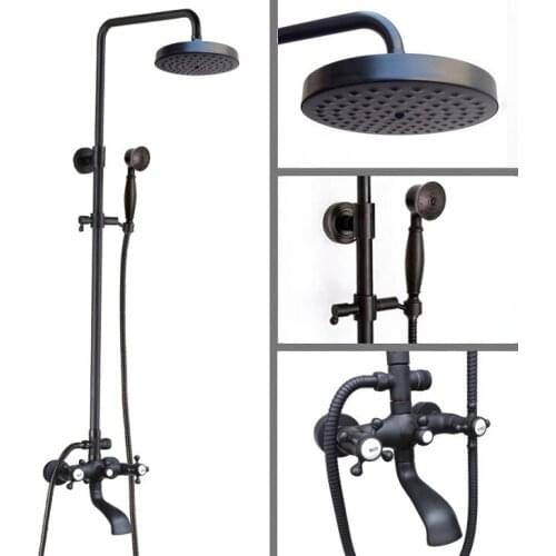 Oil Rubbed Brass Wall Mounted Rain Bathroom Rainfall Shower Faucet Set with Hand Spray Shower Head Bath Tub Mixer Tap 2hg107