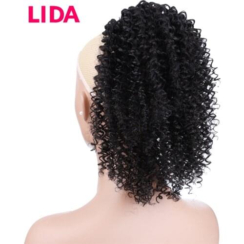 Lida Afro Kinky Curly Ponytail Indian Human Hair Non-Remy Hair Extensions Drawstring Ponytail With Combs For Women
