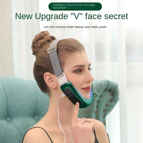 Face Massager Micro-Current TENS Remote Control Hot Compress Face-Lifting V-Face Shaping Massage Reduce Double Chin 48