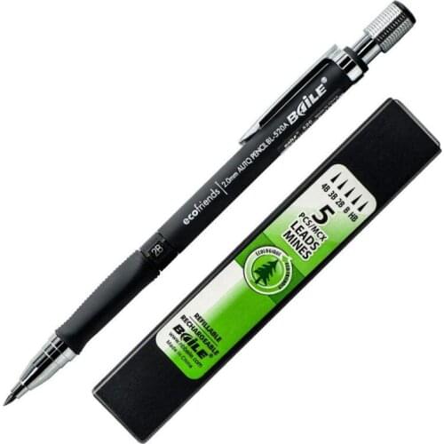 1 Set of Mechanical Pencil 2mm 2B Lead Core Automatic Mechanical Drawing Pencil 5 Refills Writing Mechanical Pencil Set