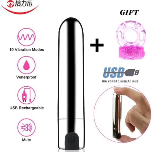 10 Modes Mini Bullet Vibrator With Penisring Female G-spot Clitoris Stimulation Vagina Massager Anal Adult Sex Toys For Couples