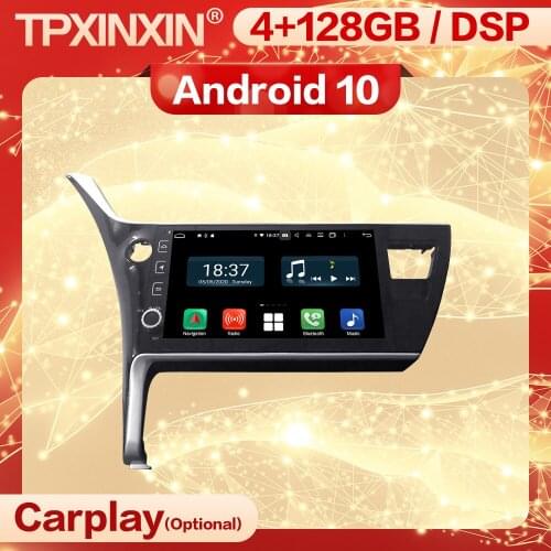 4+128G Carplay 2 Din Android Screen Multimedia Stereo Receiver For Toyota Corolla 2016 2017 2018 BT Radio Audio Player Head Unit