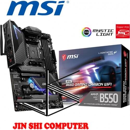 NEW MSI MPG B550 GAMING CARBON WIFI Support for 3rd Gen AMD Ryzen Supports DDR4 Memory, up to 5100+(OC) MHz PCIe 4.0 M.2 USB 3.2