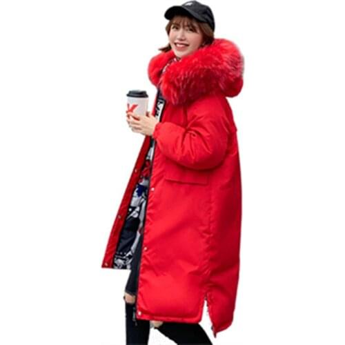 New Winter Jacket Women removable warm wool collar Parka casual Long Coat Double faced Cotton Coat black Female Jacket