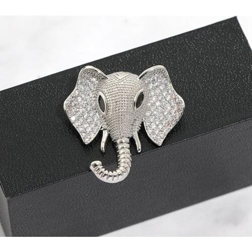 2021 New Rhinestone Animal Elephant Brooches For Women Simple Design Fashion Jewelry Wedding Pin And Brooch Metal Broches Gift