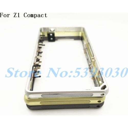 New Middle Frame Bezel Plate Metal Housing Cover For Sony Xperia Z1 Compact Mini D5503 + Dust Plug + Power Volume Button