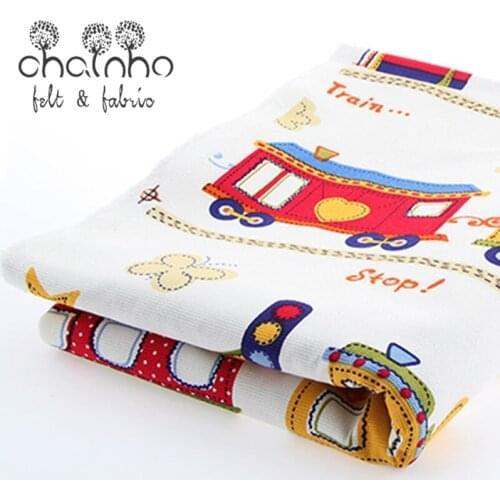 Upholstery Canvas Fabric Duck Fabric For Sofa Bag Dolls Cushion Shoe Home Decrotion DIY Handmade Cartoon Train Half Yard