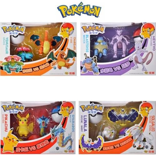 Genuine Original Box Pokemon Figures Elf Ball Model Pikachu Lunala Charizard Action Figure Toys For Boy Birthday Gift