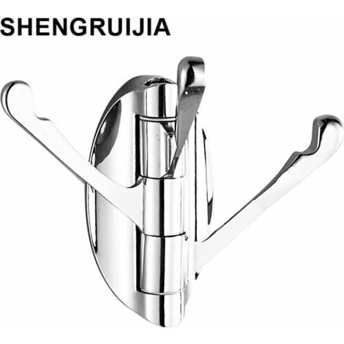 Practical durable zinc alloy chrome-plated Clothes hook can slide Bathroom hook metal wall hooks metal coat hooks free shipping