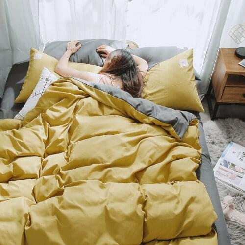 Simple 4pcs Duvet Cover Set Single Twin Queen King Size Solid Color Bedding Sets Modern Bedclothes Home Bedroom Duvet Cover