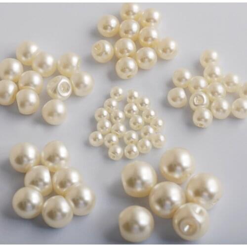 6 8 9 10 12 14MM pearl Buttons Side Hole ABS Imitation pearls Buttons Clothing Collar Beads For Clothing Decoration Accessories