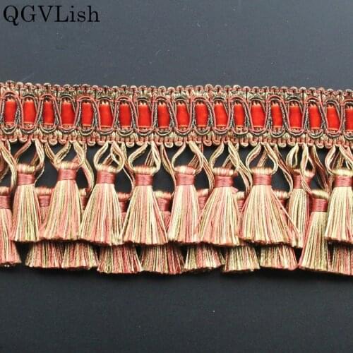 QGVLish 1M Double Layer Curtain Tassels Fringe Lace Trim DIY Sewing Sofa Cushion Curtain Accessories Lace Ribbon Belts Trims