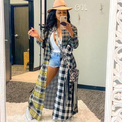 Plus Size Casual Long Plaid Shirts Women Tops and Blouses Loose Oversized Coat Outerwear Korean Streetwear Chic Blusa Feminina