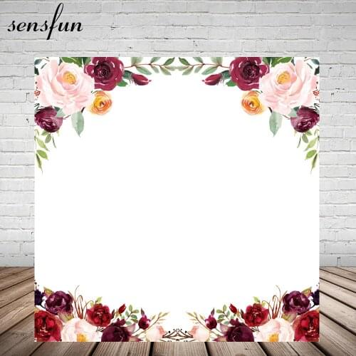 Sensfun Pink Burgundy Flowers Wedding Backdrop For Photo Studio Lady Women Birthday Party Photography Backgrounds Custom 10x10ft