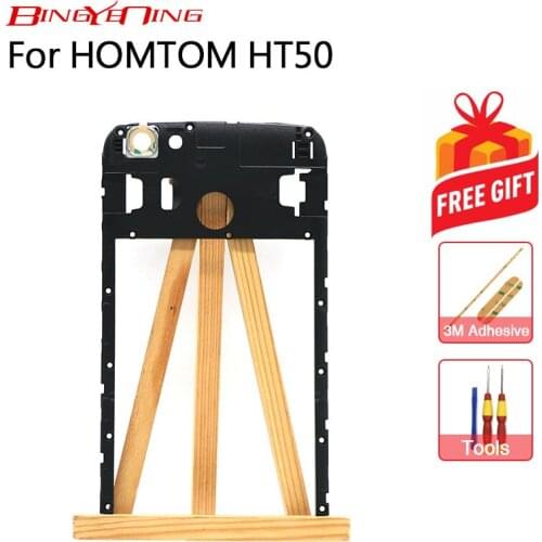 BingYeNing New Original Middle Frame+rear camera camera glass lens Assembly Replacement for 5.5 inch Homtom HT50 Phone
