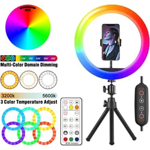 RGB Round Ring Light LED Photography Dimmable Selfie Lamp For Youtobe tiktok Phone Video Live Stand With remote control Tripod