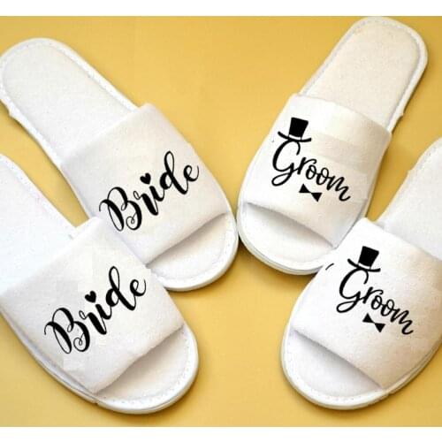 Groom Bride to be Slippers Bridesmaid gift Wedding engagement bachelorette hen party bridal shower Honeymoon travel decoration