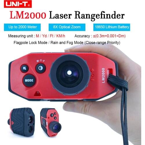 UNI-T 2000M Telescope Laser Range Finder 8X m/yd/ft Digital Distance Meter Hunting Golf Rangefinder LCD Display Tape Measure