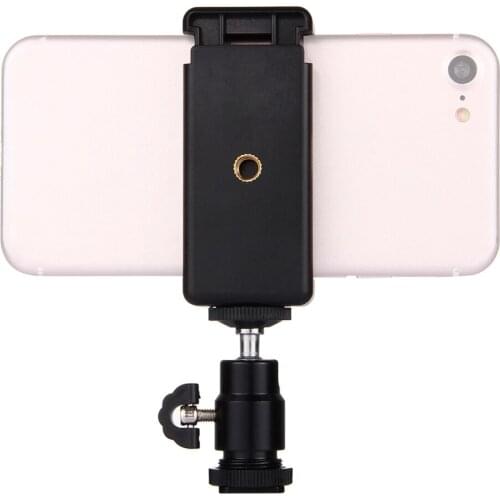 Universal Moblie Phone Clip Bracket Holder Mount Tripod Monopod Stand 1/4 Screw Hot Shoe for iPhone Samsung Xiaomi Smartphone