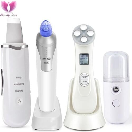 Vibration Ultrasonic Skin Scrubber Blackhead Remover EMS RF Facial Massager Shovel Clean Cavitation Peeling Facial Lifting