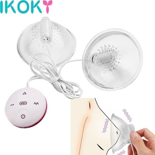 IKOKY 10 Modes Lick Tongue Nipple Vibrator Massager Pump Nipple Sucker Erotic Breast Stimulator Sex Toys for Woman