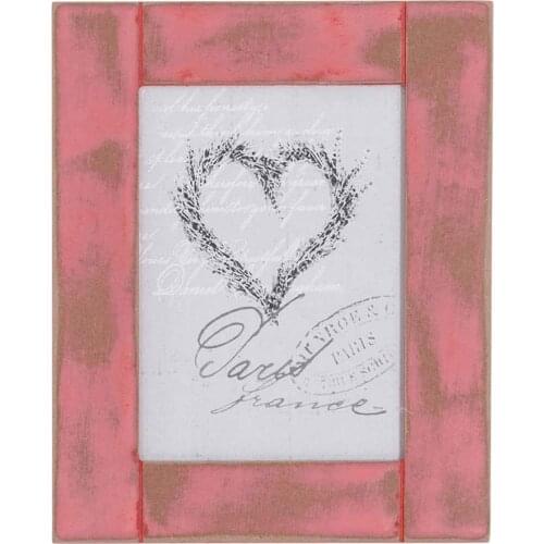 Vitale Tumbled Pastel Wooden Red Photo Frame-17X22 cm