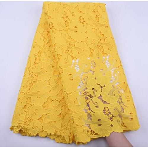 Yellow African Water Soluble Lace Guipure Cord Lace Fabric 2020 High Quality Nigerian Cord Lace Fabric For Wedding Y1959