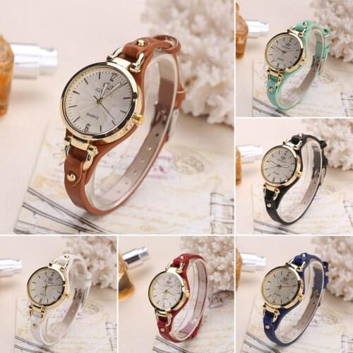 Women Casual Watches Round Dial Rivet PU Leather Strap Wristwatch Ladies Analog Quartz Watch Gift SUB Sale