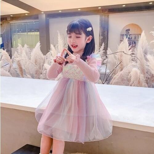 Winter Princess Dresses for Wedding Party Dress Girl Costume Plush Kids Baby Girls Clothes O-neck Teen Gauze Dresses 2 Year