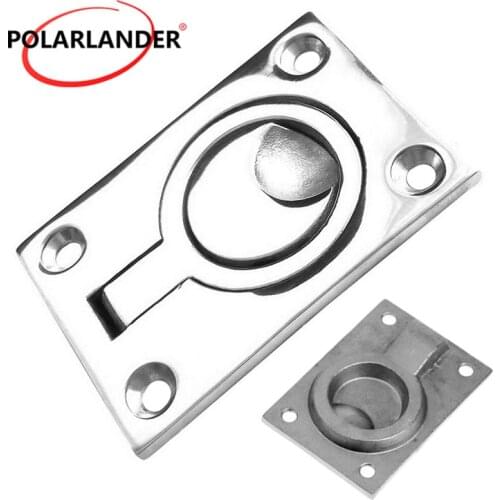 1 PC Stainless Steel 62x43mm Durable square handle floor buckle Flush Mount Ring Pull Handle Boat Marine hardware