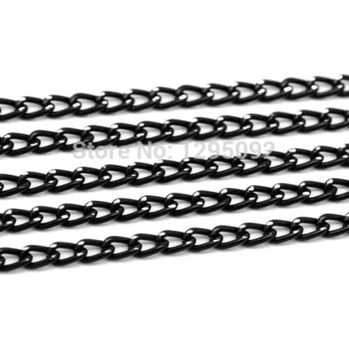 10M Links Opened Curb Aluminum Chains Black Jewelry DIY Making Charms Findings 6x3.5mm(1/4"x1/8")
