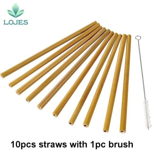 10Pcs/Set Bamboo Reusable Straw 20cm Organic Bamboo Drinking Straws Natural Wood Straws For Party Birthday Wedding Bar Tool