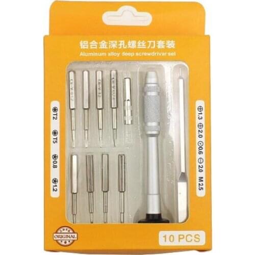 10 in 1 Aluminum Alloy Deep Screwdriver Bit Set Torx phillips Y shape Pentalobe bits Mobile phone Laptops Opening Repair Tool