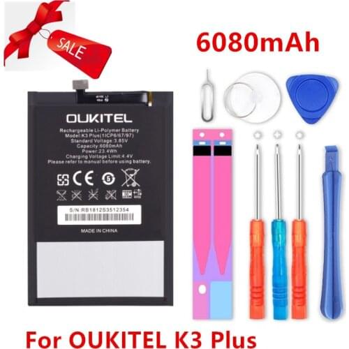 100% New OUKITEL K3 PLUS Replacement 6080mAh Parts backup battery for OUKITEL K3 PLUS Smart Phone