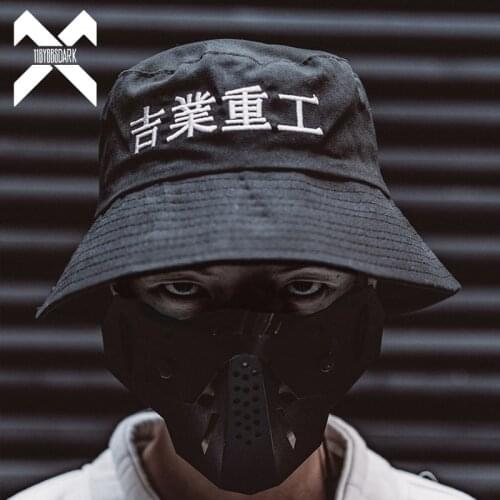 11 BYBBS DARK Hip Hop Streetwear Fisherman Hat Men Long Strap Embroideried Bucket Hats Outdoor Travel Beach Foldable Sun Caps