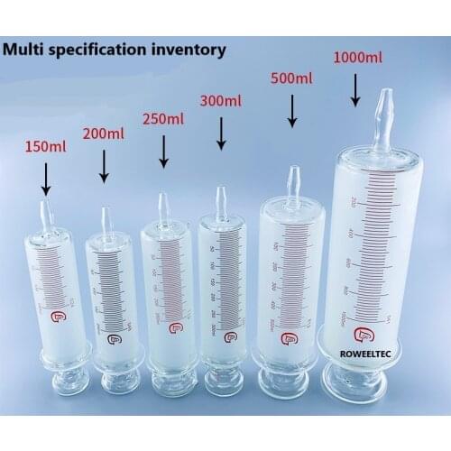 150ml/200ml/250ml/300ml/500ml/1000ml Glass Syringes Large sausage device Glass sample extractor Glass Injector large caliber ATT