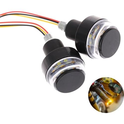 2pcs DC 12V Motorcycle LED Handlebar End Turn Signal Light Flasher Handle Grip Bar Blinker Side Marker Lamp