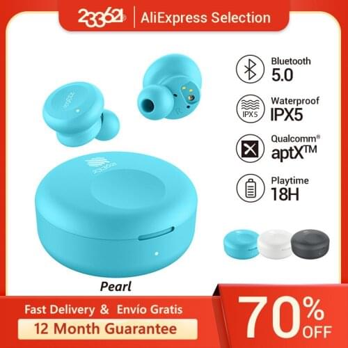 233621 Pearl Bluetooth 5.0 Earphones with Mic 24H Playtime Touch Control IPX5 Waterproof Wireless Earbuds For Work Sports