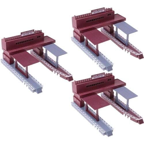 3Pcs 1:87 Scale Train Station Simulation Layout HO Gauge Building Model Diorama