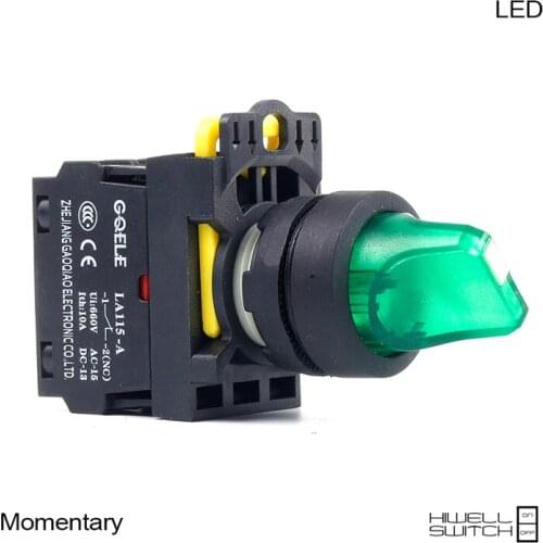 5 PCS Push button switch Selector switch Short handle 3-Position LED Momentary IP40 1NO 1NC 1N0+1NC 2NO 2NC LA115-A1-11XD-R31