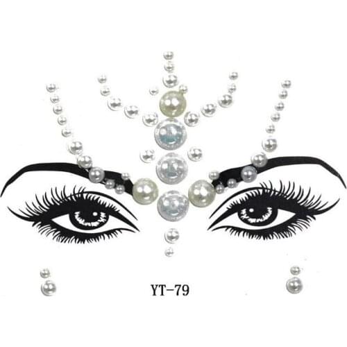 50pcs randomly Body Eyes Chest Glitter Face Jewels Festival Party Acrylic Self-Adhesive Face Gems Makeup Stickers free shipping