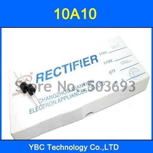 50pcs/lot 10A10 1000V 10A 1KV Axial Rectifier Diode