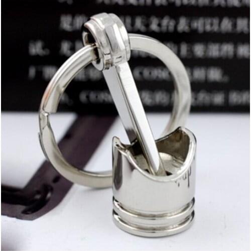 100pcs New Arrive Automotive Parts Piston Model Alloy Key Chain Fashion Silver Color Accessories key#36710