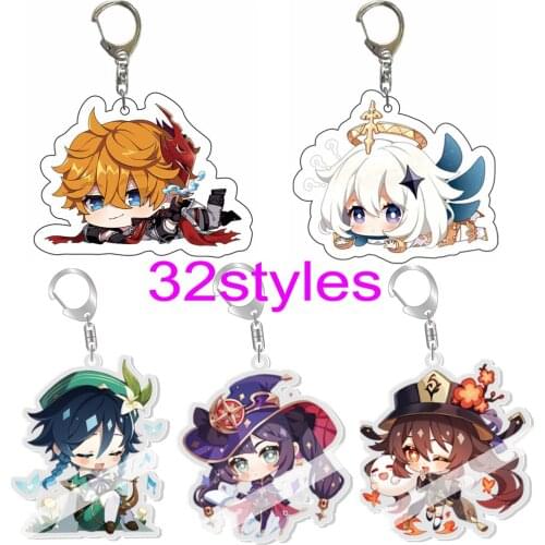 5-10pcs Genshin Impact Lumine Jean Amber Lisa Kaeya BarbaraDiluc Figure pendant keychain toys Fashion key ring bags Charms Gift